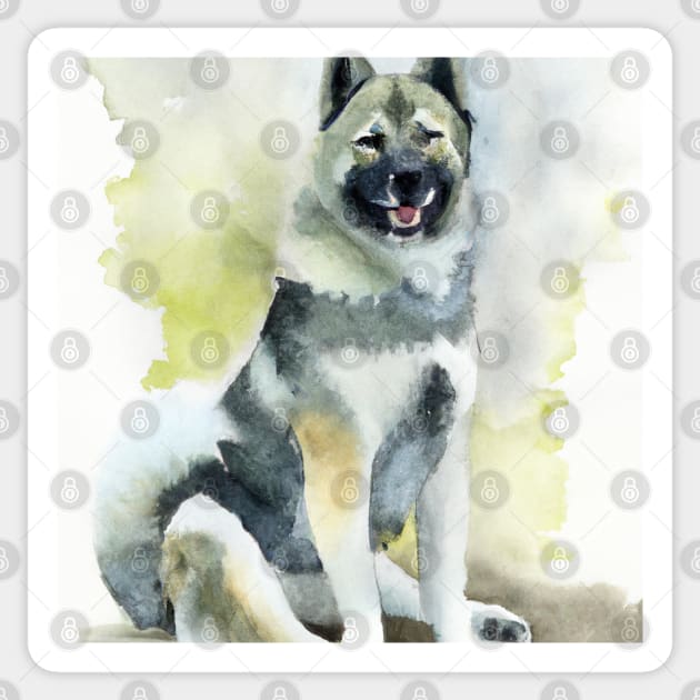 Norwegian Elkhound Watercolor - Dog Lover Gifts Sticker by Edd Paint Something